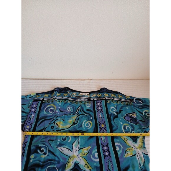 Biya Rated R By Johnny Was Cover Up Tunic Dress OS Blue Sea Life Starfish Boho - Picture 11 of 16